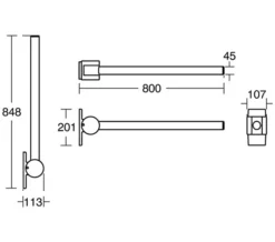 Armitage Shanks Contemporary 21 Hinged Support Rail 800mm -Burlington Shop M 2015 7 2 6 40 18 132