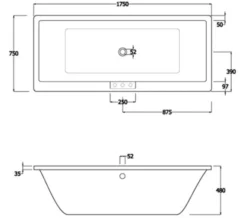 RAK Evolution Double Ended 1750mm X 750mm Easyflow Acrylic Bath White -Burlington Shop M 2016 3 31 6 35 3 435
