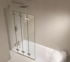 April Prestige 965 X 1500mm Frame-less 4 Fold Bath Screen