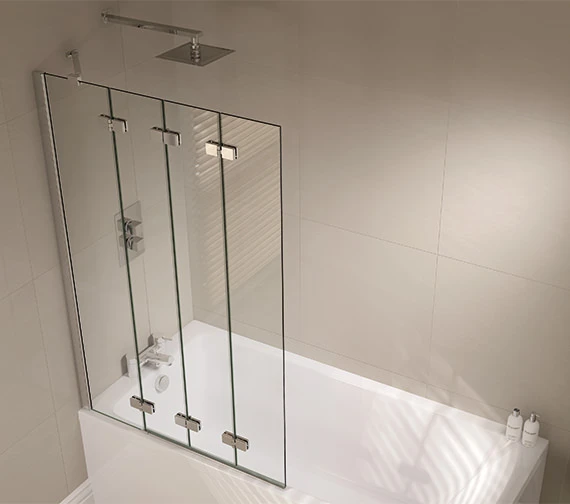 April Prestige 965 X 1500mm Frame-less 4 Fold Bath Screen 1 April Prestige 965 X 1500mm Frame-less 4 Fold Bath Screen