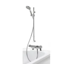 Aqualisa Midas 220 Chrome Thermostatic Bath Shower Mixer Tap With Slide Rail Kit