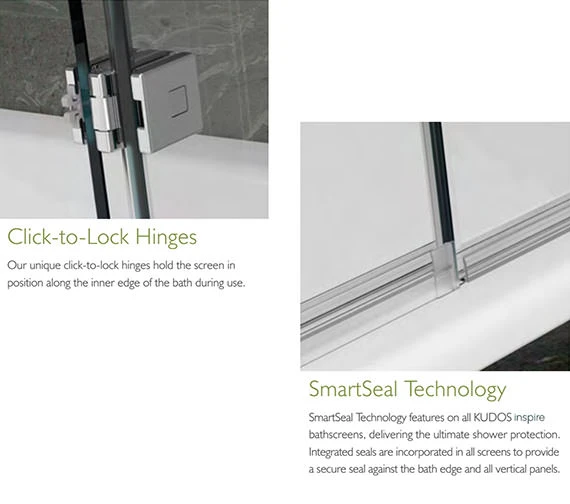 Kudos Inspire 950 X 1500mm Compact 4 Panel In-Fold Bath Screen 5 Kudos Inspire 950 X 1500mm Compact 4 Panel In-Fold Bath Screen - Image 5