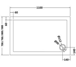 Nuie Hydrastone 1100mm Rectangular White Shower Tray - Corner Waste -Burlington Shop M 2017 12 13 10 23 13 812