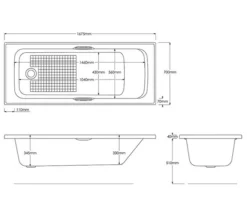 Trojan Granada II 1675 X 700mm 5mm Acrylic Bath With Grips - 2 Taphole