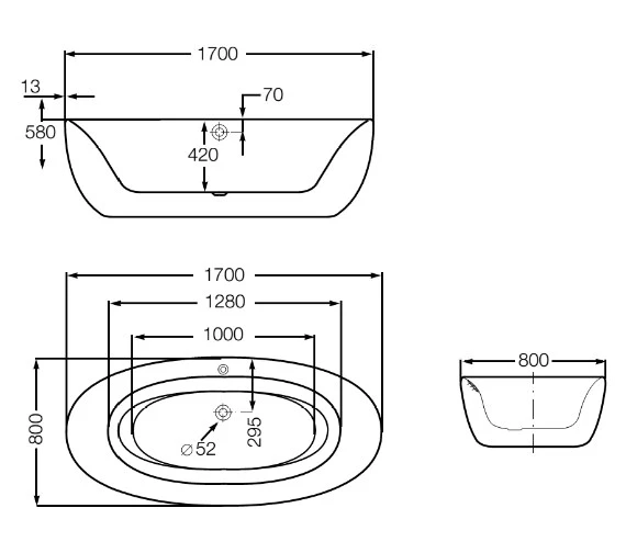 Roca Varginia White Oval 1700 X 800mm Freestanding Acrylic Bath With Waste Kit 3 Roca Varginia White Oval 1700 X 800mm Freestanding Acrylic Bath With Waste Kit - Image 3