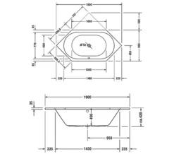 Duravit D-Code 1900 X 900mm Built-In Bathtub With Support Feet