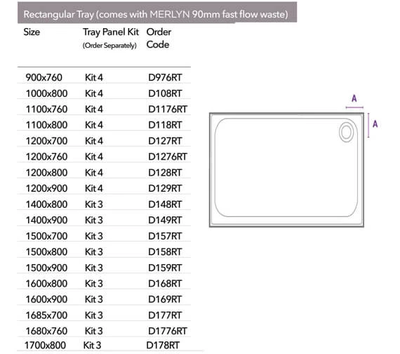 Merlyn Mstone Rectangular 50mm Height Shower Tray With Waste 3 Merlyn Mstone Rectangular 50mm Height Shower Tray With Waste - Image 3