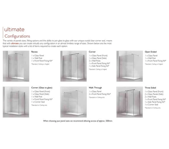 Kudos Ultimate Black 1952mm High Flat 8mm Glass Shower Panel 2 Kudos Ultimate Black 1952mm High Flat 8mm Glass Shower Panel - Image 2