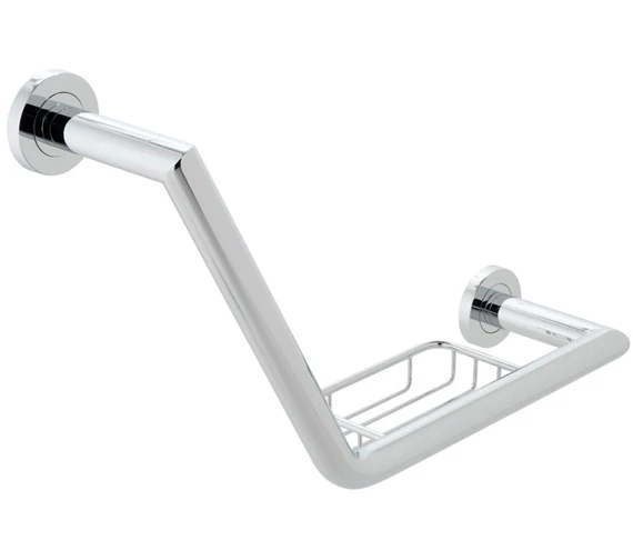 Vado Spa Angled Chrome Grab Rail With Basket 2 Vado Spa Angled Chrome Grab Rail With Basket - Image 2