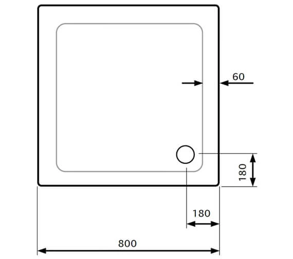 Lakes Low Profile ABS Stone Resin White Square Tray With Waste 4 Lakes Low Profile ABS Stone Resin White Square Tray With Waste - Image 4