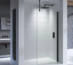 Kudos Ultimate Black 1952mm High Flat 8mm Glass Shower Panel