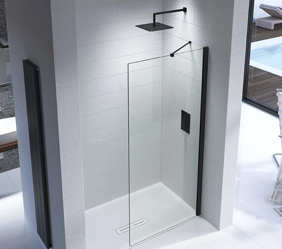 Kudos Ultimate Black 1952mm High Flat 8mm Glass Shower Panel 4 Kudos Ultimate Black 1952mm High Flat 8mm Glass Shower Panel - Image 4