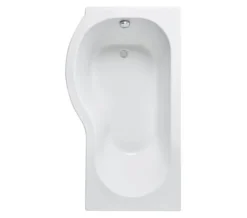 Nuie P-Shaped White Shower Bath