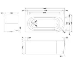 Nuie Crescent 1700 X 725mm Back-To-Wall Left-Handed White Bath And Panel - Ex Display