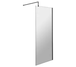 Hudson Reed Black Wetroom Screen And Black Support Bar
