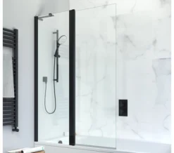Crosswater Design Plus 1060 X 1500mm Frame-less Double Bath Screen - Outward Opening