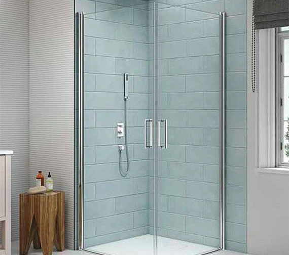 Merlyn 8 Series 8mm Glass 760 X 760mm Frame-less Pivot Showerwall - Double 1 Merlyn 8 Series 8mm Glass 760 X 760mm Frame-less Pivot Showerwall - Double