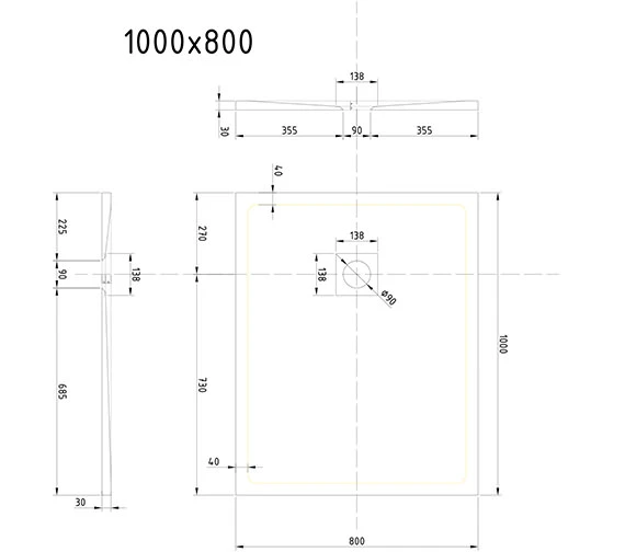 Merlyn TrueStone Rectangular 30mm Height Shower Tray With Waste 2 Merlyn TrueStone Rectangular 30mm Height Shower Tray With Waste - Image 2