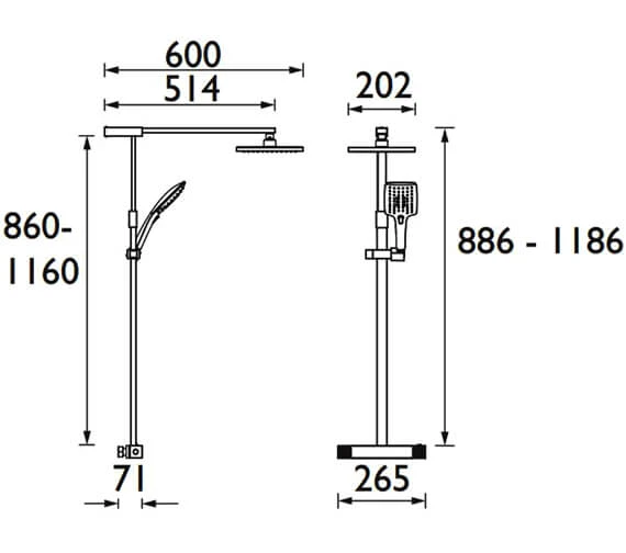 Bristan Quadrato Exposed Fixed Head Chrome Bar Shower With Diverter And Kit 2 Bristan Quadrato Exposed Fixed Head Chrome Bar Shower With Diverter And Kit - Image 2