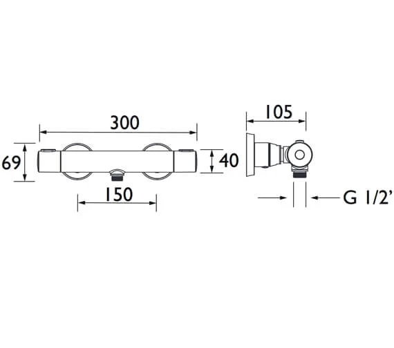 Bristan Frenzy Safe Touch Chrome Bar Mixer Valve With Fast Fit Connections 2 Bristan Frenzy Safe Touch Chrome Bar Mixer Valve With Fast Fit Connections - Image 2