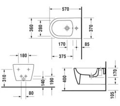 Duravit Me-By-Starck 360mm X 570mm Wall Mounted Bidet -Burlington Shop M700 2020 10 2 8 8 18 424