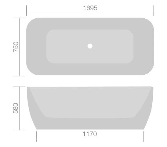 Aqua Eco 1695 X 750mm Luxury Freestanding Bath White 2 Aqua Eco 1695 X 750mm Luxury Freestanding Bath White - Image 2