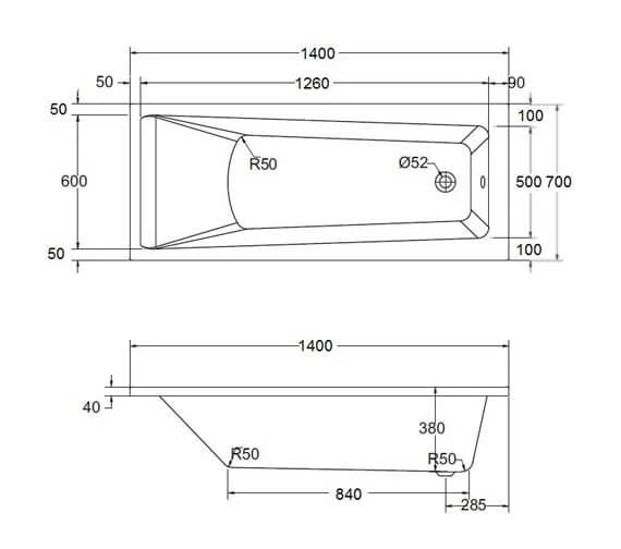 Aqua Atlanta Square Single Ended Whirlpool Bath 2 Aqua Atlanta Square Single Ended Whirlpool Bath - Image 2