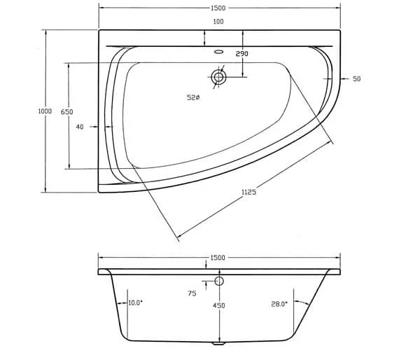 Aqua Cloud 1500 X 1000mm Offset Corner Whirlpool Bathtub 2 Aqua Cloud 1500 X 1000mm Offset Corner Whirlpool Bathtub - Image 2