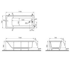 VitrA Neon 750mm Wide Single Ended Standard Bath -Burlington Shop M700 2020 12 9 9 14 35 131