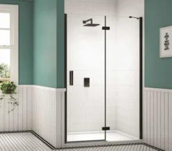 Merlyn Black Hinge Shower Door And Inline Panel