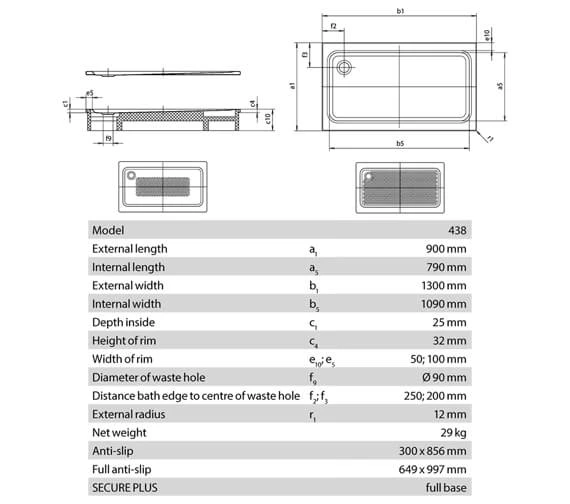 Kaldewei Ambiente Superplan XXL 1300mm Rectangular Steel Shower Tray White 2 Kaldewei Ambiente Superplan XXL 1300mm Rectangular Steel Shower Tray White - Image 2