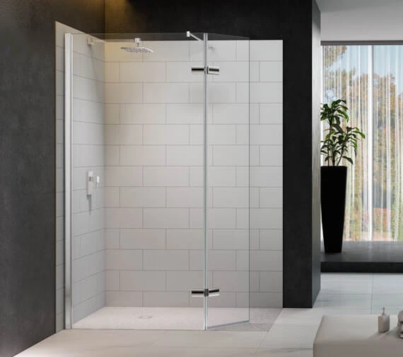Merlyn 8 Series Wetroom Panel With Hinged Swivel Panel 1 Merlyn 8 Series Wetroom Panel With Hinged Swivel Panel