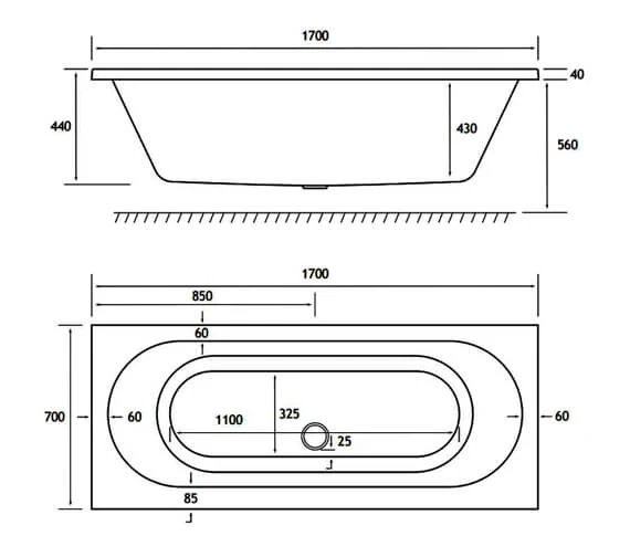 Joseph Miles Biscay Beauforte Reinforced Double Ended Straight Edge White Bath 3 Joseph Miles Biscay Beauforte Reinforced Double Ended Straight Edge White Bath - Image 3