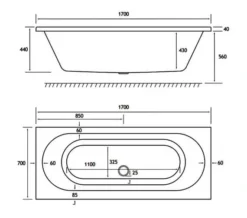 Joseph Miles Biscay Double Ended Straight Edge 5mm Acrylic White Bath -Burlington Shop M700 2021 12 14 10 45 17 267