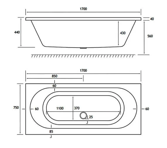Joseph Miles Biscay Beauforte Reinforced Double Ended Straight Edge White Bath 4 Joseph Miles Biscay Beauforte Reinforced Double Ended Straight Edge White Bath - Image 4