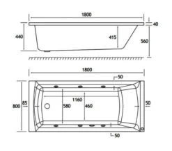 Joseph Miles Rockall Beauforte Reinforced Single Ended 6 Jet Whirlpool Bath White -Burlington Shop M700 2021 12 14 14 8 12 292