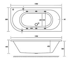 Joseph Miles Biscay Beauforte Reinforced Bath With 6 Jet Whirlpool 1700 X 800mm -Burlington Shop M700 2021 12 14 15 56 20 142