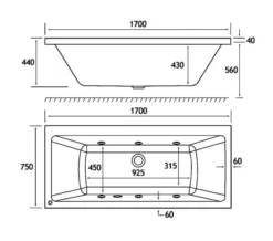 Joseph Miles Portland Beauforte Reinforced 1700 X 750mm Double Ended 6 Jet Whirlpool Bath -Burlington Shop M700 2021 12 15 7 57 55 205