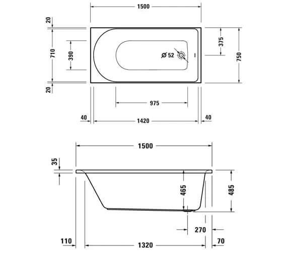 Duravit D-Neo Jet System Single Ended Bathtub 2 Duravit D-Neo Jet System Single Ended Bathtub - Image 2