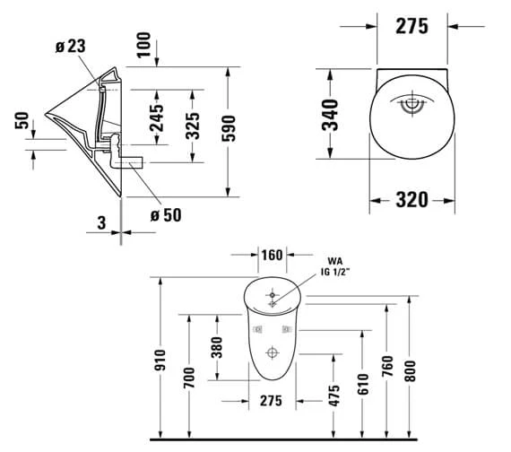 Duravit White Tulip 320 X 340mm Rimless Urinal Wiith Concealed Inlet 2 Duravit White Tulip 320 X 340mm Rimless Urinal Wiith Concealed Inlet - Image 2