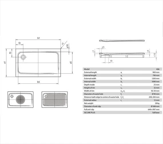 Kaldewei Ambiente Superplan 1200mm Rectangular Steel Tray White 3 Kaldewei Ambiente Superplan 1200mm Rectangular Steel Tray White - Image 3