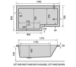 Carron Quantum 5mm Acrylic White Shower Bath 1500 X 850mm