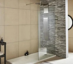 Nuie Wetroom Walk-In Shower Panel With Support Bar