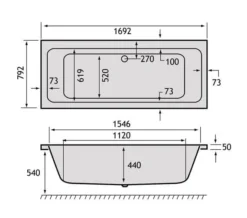 Carron Quantum Duo Double Ended White Acrylic Bath 5mm - 1700 X 800mm -Burlington Shop M700 2022 1 5 14 38 15 969