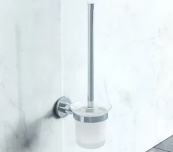 Vado Elements Chrome Toilet Brush With Frosted Glass Holder