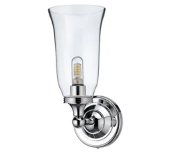 Burlington LED Bathroom Light With Chrome Base And Clear Glass Vase Shade