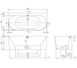 Villeroy & Boch Villeroy And Boch Oberon 2.0 Back To Wall 1800 X 800mm Double Ended Bath -Burlington Shop M700 2022 12 28 9 3 27 236