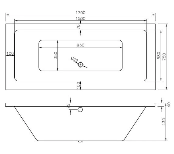 Joseph Miles Tuscany 1700mm Double Ended Whirlpool Bath 4 Joseph Miles Tuscany 1700mm Double Ended Whirlpool Bath - Image 4