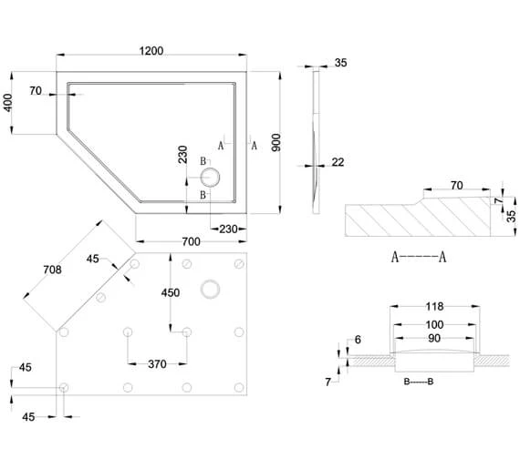 Britton Zamori Offset Pentangle White Shower Tray 2 Britton Zamori Offset Pentangle White Shower Tray - Image 2