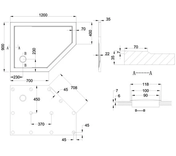 Britton Zamori Offset Pentangle White Shower Tray 3 Britton Zamori Offset Pentangle White Shower Tray - Image 3